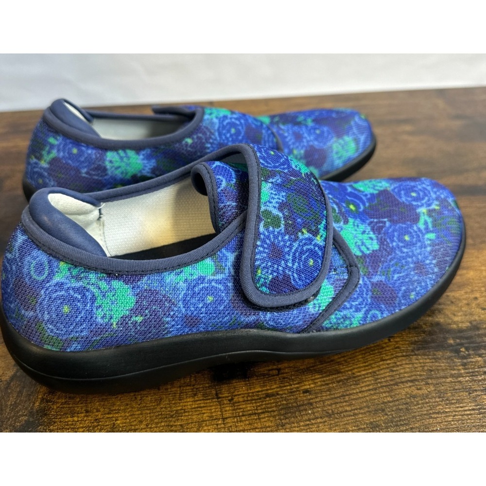 Alegria Spright Baby Bloomer Shoes Size 7 -7.5 37 Blue Knit Slip-On Comfort Flat - Picture 2 of 12